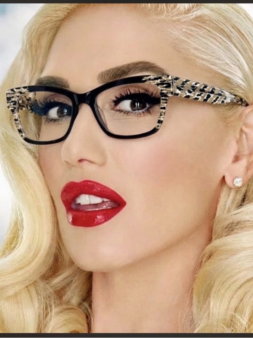 L.A.M.B. Black Frames Glasses Spotted Tortoiseshell Pattern Temples LA037 GRY